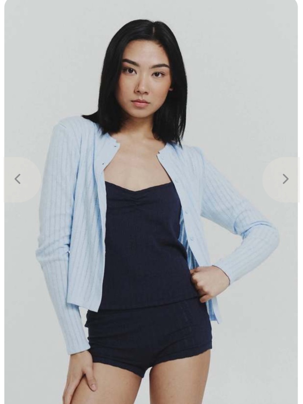 Find me now pointelle cardigan powder blue